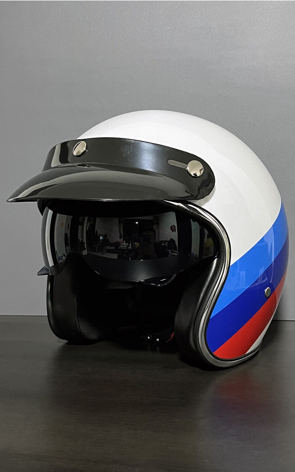 3/4头盔复古车四分之三盔哈雷摩托车半盔3c认证电动车安全盔 白色贴花