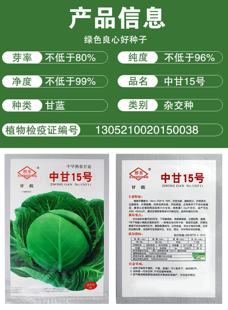蔬菜种子 甘蓝种子包菜 椰菜盆栽 中甘 老品种卷心菜籽 春秋播种 京丰