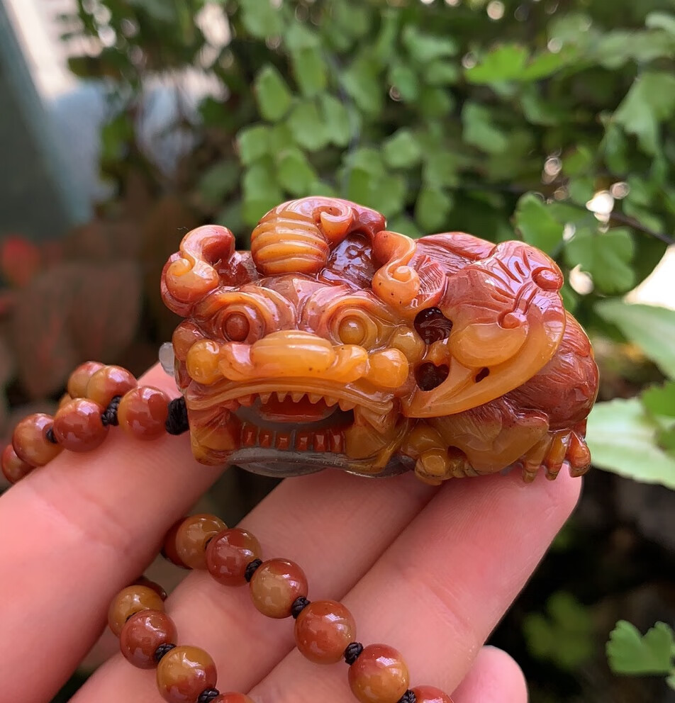 k&k 宝钰云南天然黄龙玉茄子山三彩金沙阴阳眼霸王貔貅挂件证书