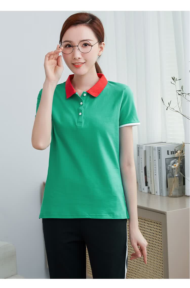 新款棉珠地老师园服夏装女教师运动服短袖套装工作服恤pindai黄色m