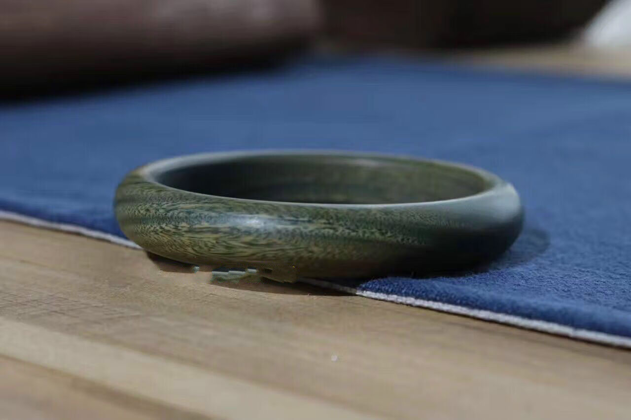 天然正宗绿檀木手环 简约复古手工女款士闭口民族风手镯子 沉水级