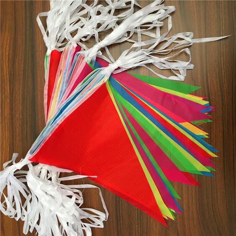 南山驹 办公用三角旗串旗小彩旗开业三角串彩旗开张工地彩条警示旗