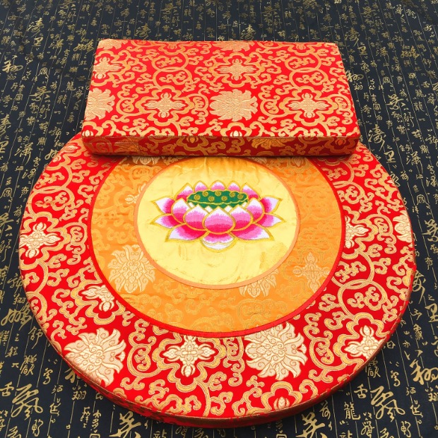 佛教拜垫蒲团现代中式椰丝绣花禅修垫拜佛垫打坐垫跪垫拜凳80170x70cm