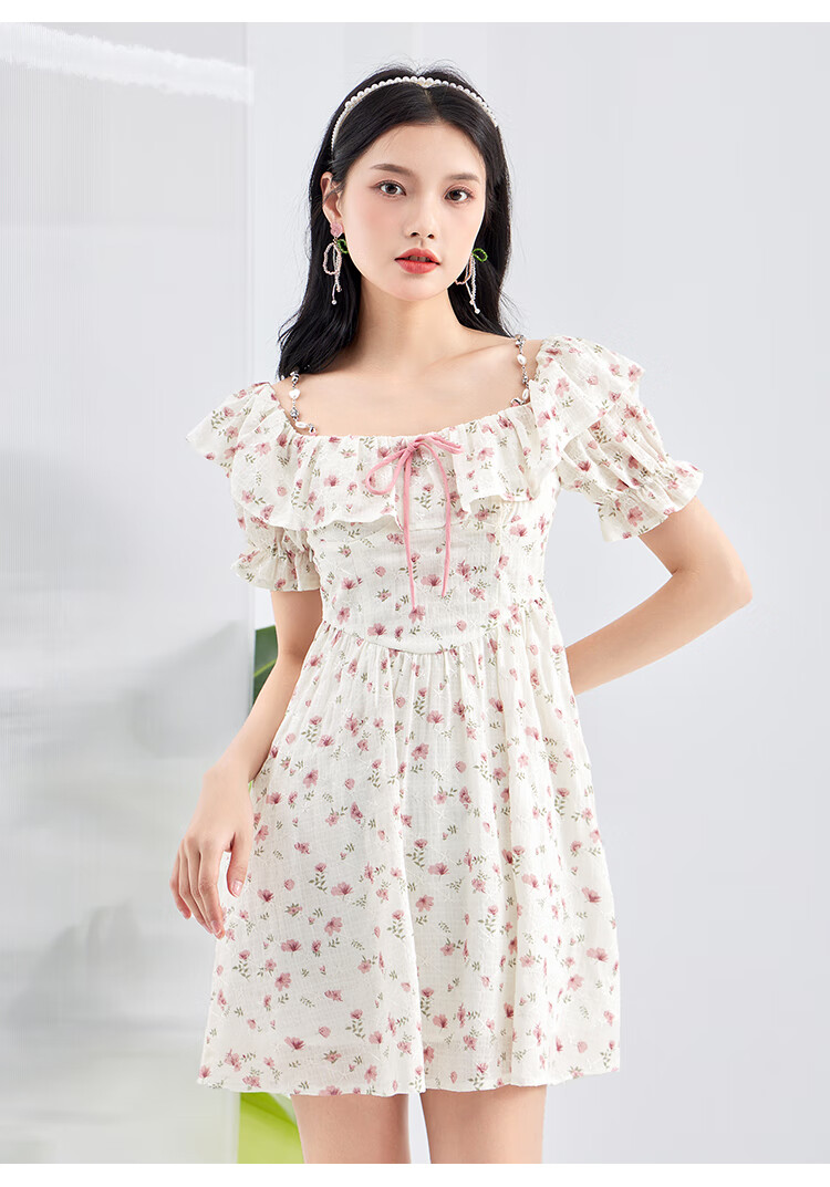 ief/爱依服碎花连衣裙2022年夏季新款法式小众两穿洋气碎花茶歇裙3223