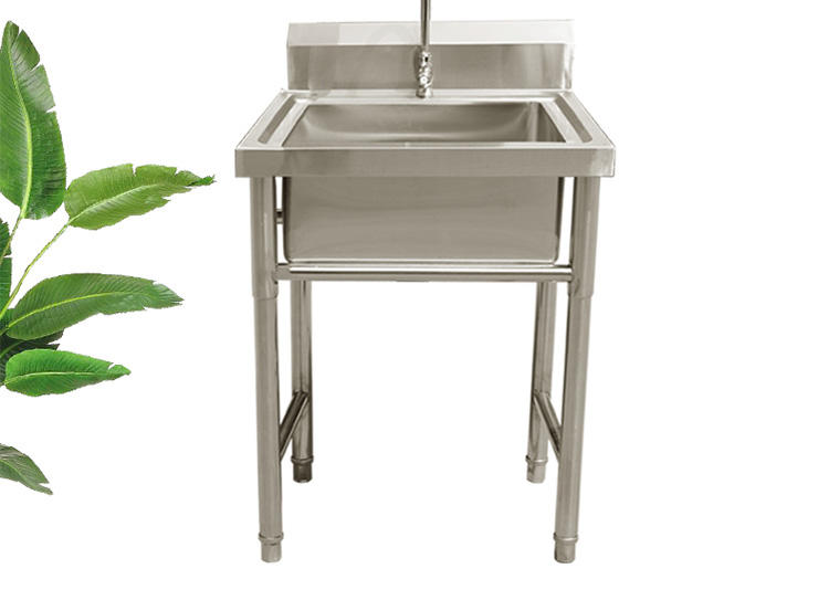 不锈钢水池单槽洗手盆带支架洗菜洗碗商用大号落地厨房洗手台家用单池