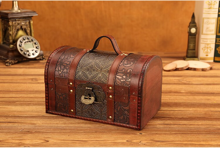 家用密码箱大号木箱复古带锁密码收纳箱整理储物家用大容量百宝箱小