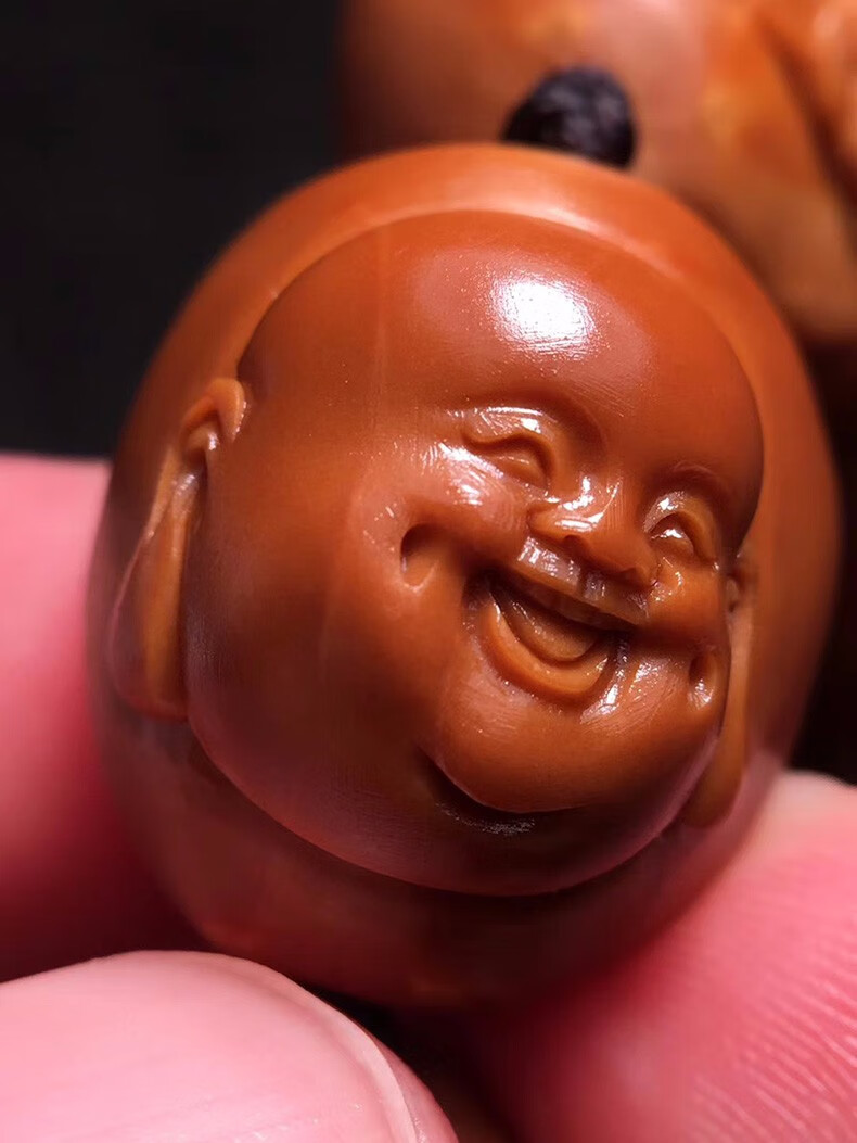 盘道 橄榄核手串 十分开心 橄榄核雕笑口常开 文玩手串男 南工大师顾