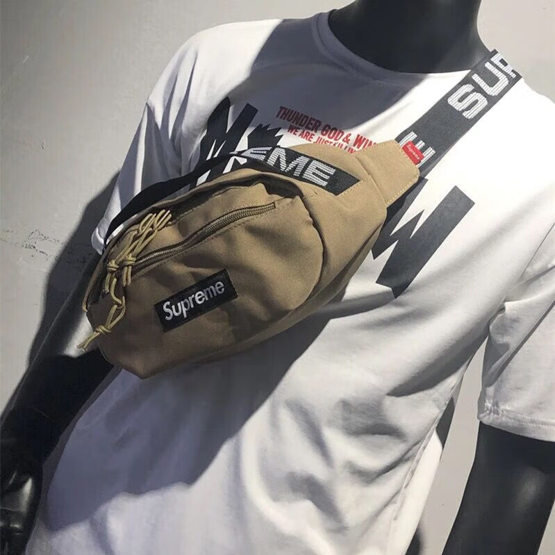 forf联名supreme 18ss斜挎包男女时尚单肩包学生胸包运动腰包韩版