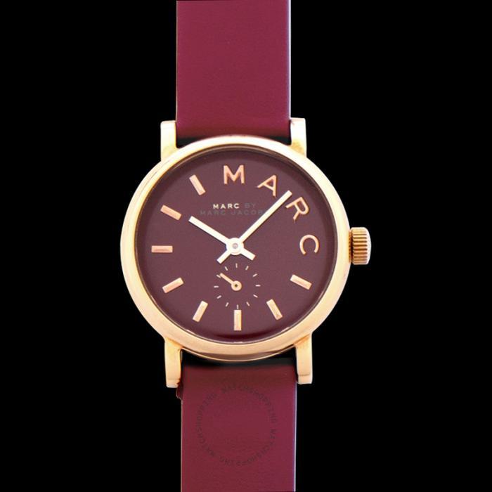 marcjacobs女士石英手表腕表表盘28mm复古酒红色时尚简约设计款mbm