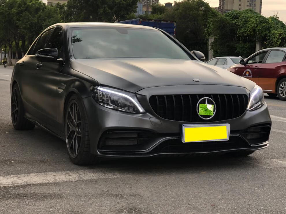 适用于适用奔驰c级w205c200改装新款c63amg前杠中网后杠后唇尾喉大