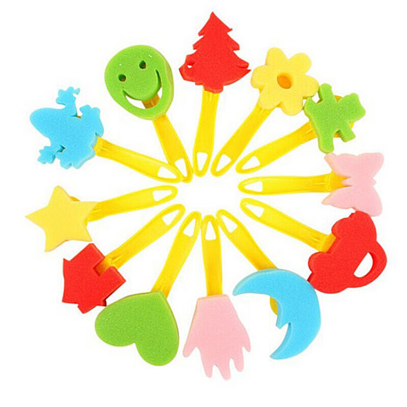 海绵拓印棒 海绵印章幼儿园画海绵刷涂鸦蘑菇头儿童美术材料圆形拓印