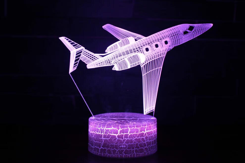 歼20创意战斗机飞机 3d小夜灯亚克力卧室立体视觉led台灯生日礼物