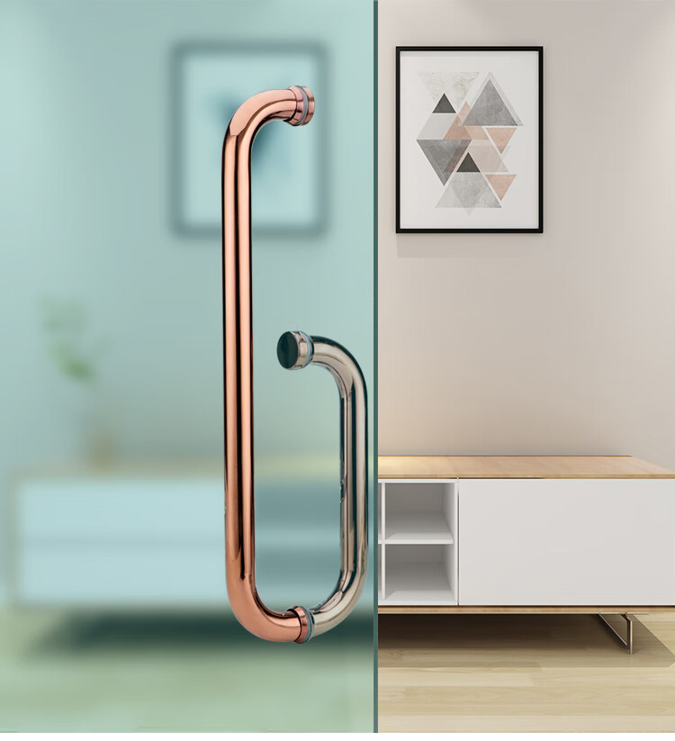 不锈钢304加厚淋浴房移门拉手浴室卫生间玻璃门拉手l型推拉把手30425