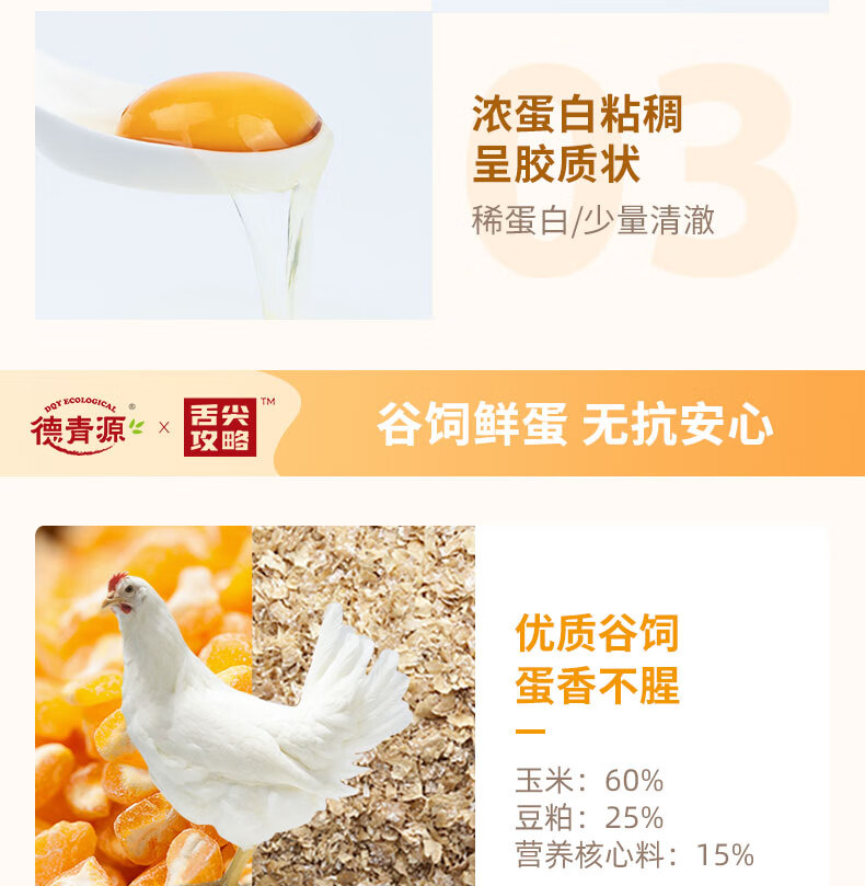德青源 谷物饲养无抗生素初产蛋 1.48kg/40枚 图4