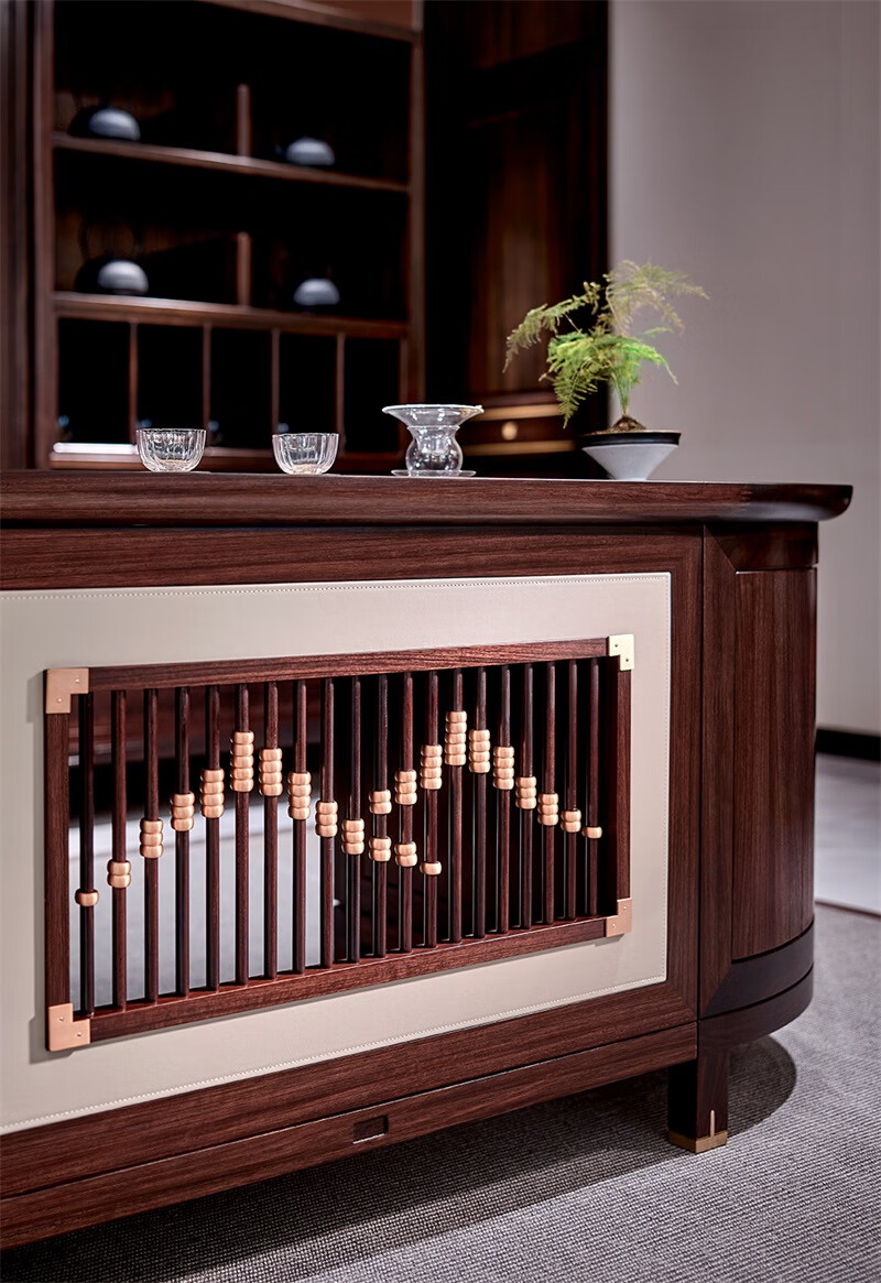 南洋胡氏鸿运系列hz9920茶台茶椅茶凳组合茶柜全实木家具高端新中式