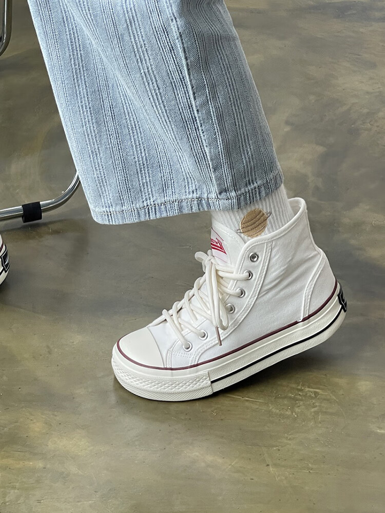 高帮帆布鞋女学生韩版百搭丑萌方头小白鞋女夏季透气板鞋女汐诗雅