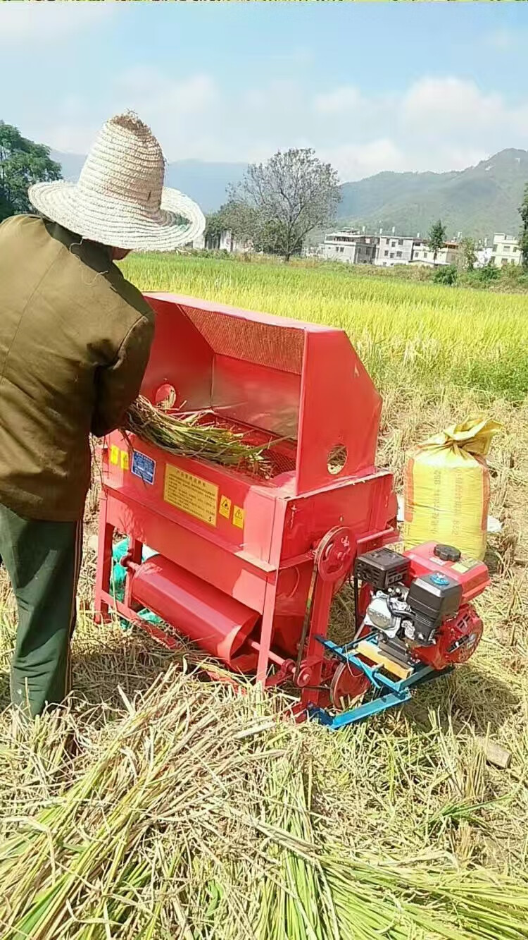 新式家用轻便汽油版收谷机小型柴油机稻谷脱粒机 80打谷机带轮【图片