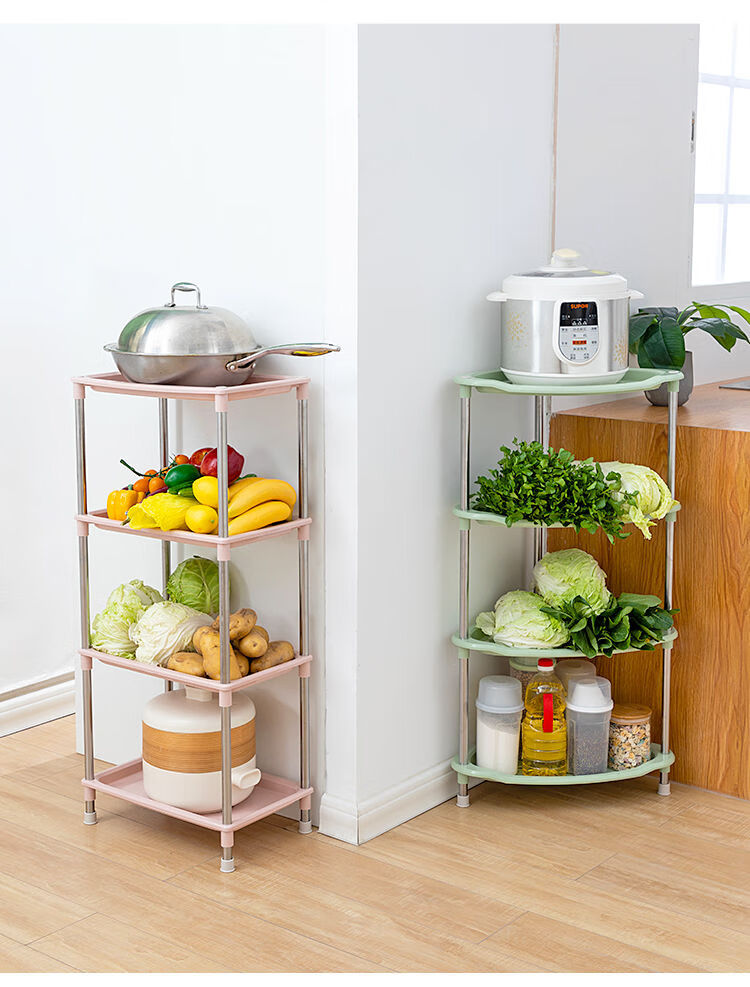 厂家直营厨房放菜三角架厨房置物架落地多层塑料落地式卫生间三角形