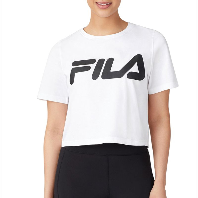 fila斐乐女t恤短袖圆领套头短款运动瑜伽跳舞纯棉透气宽松深蓝色l