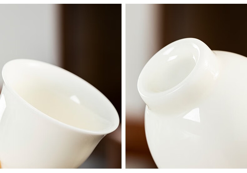 钰铨龙门德化羊脂玉瓷上釉不吃茶垢带杯垫白瓷茶杯功夫茶具陶瓷茶杯单