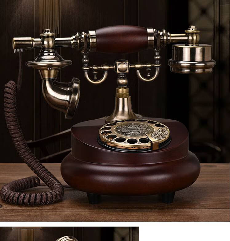 欧式复古老式转盘电话机美式仿古家用座机时尚创意电话无线插卡 背光