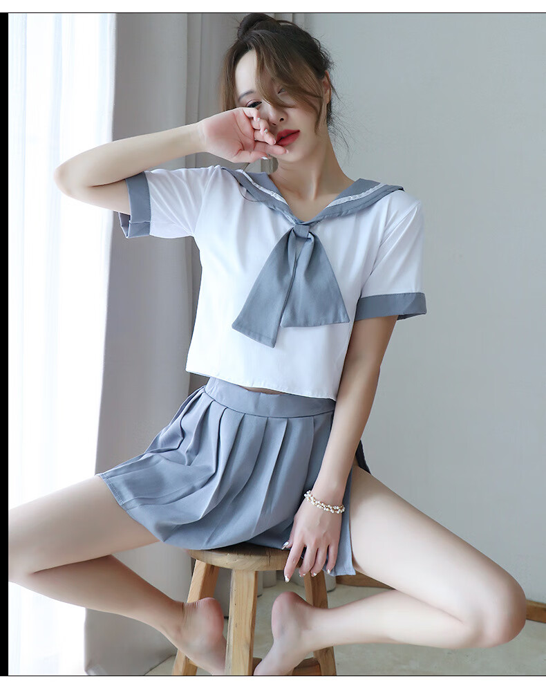 弥漫之夜长夜漫漫诱感女学生装jk校园水手夜迷离灰色均码80120斤