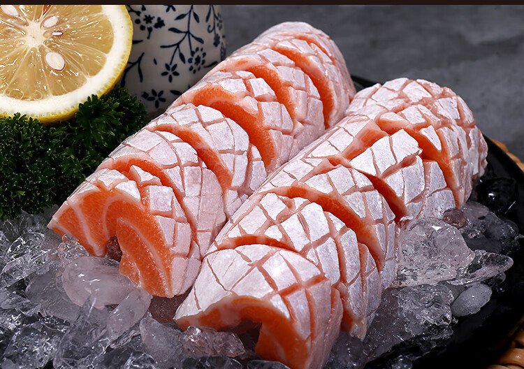 三文鱼鱼腩新鲜三文鱼腩冰鲜净肉大脂250g去刺身腹肉生鱼片 腾旺纳跃