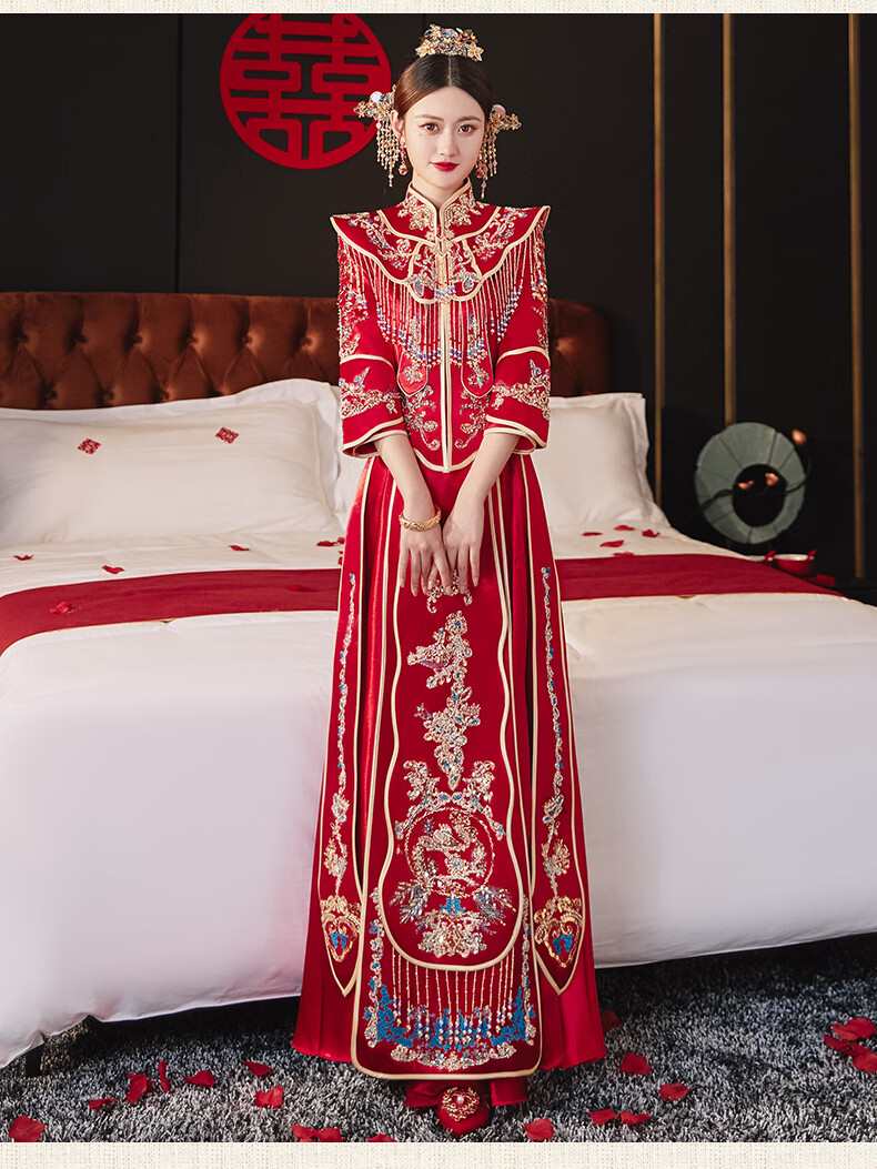 中式结婚礼服新娘新郎唐装秀禾服新式2022新款服高端大气婚服龙凤褂秀