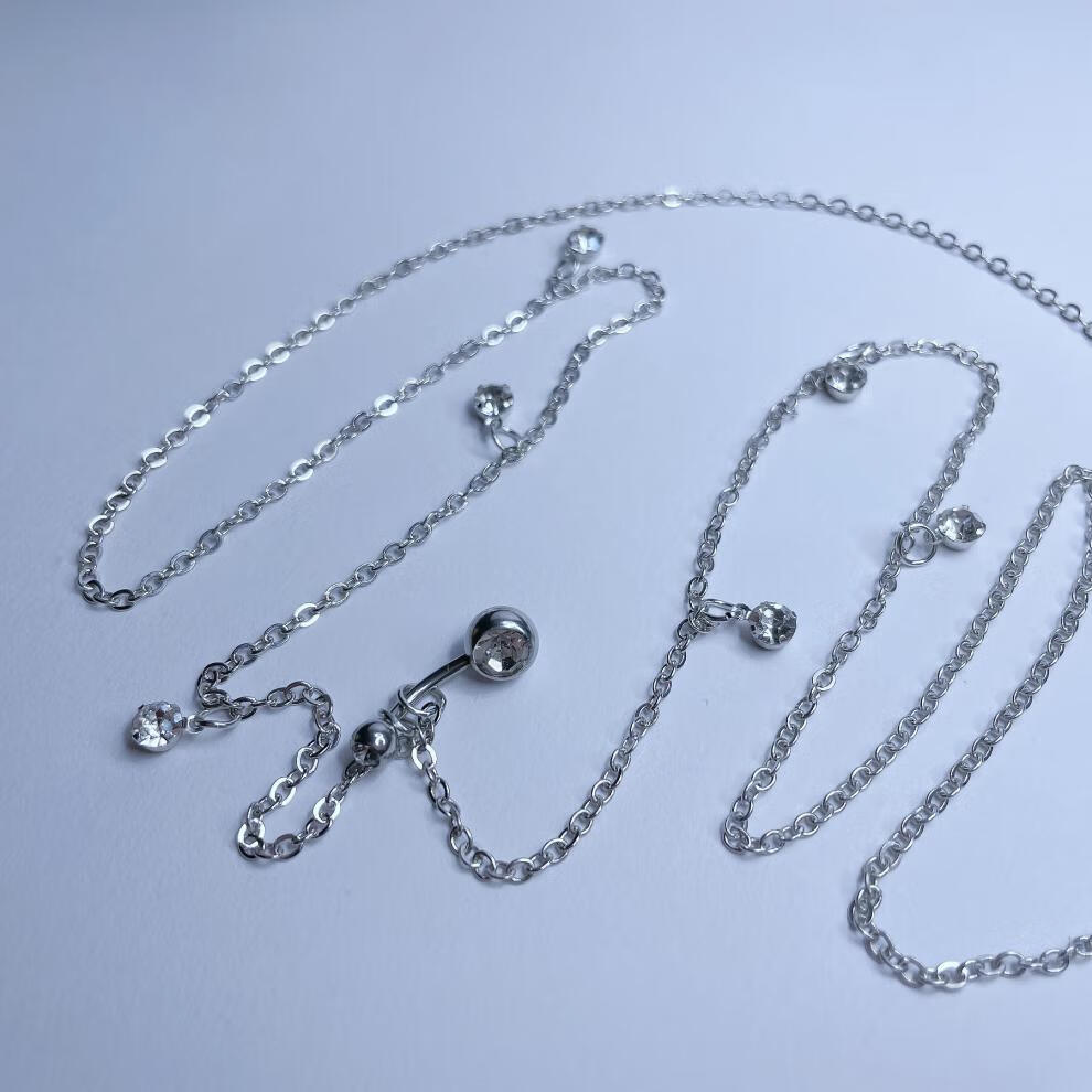 凌盛 辣妹 脐钉腰链钛钢肚脐钉脐环性感肚脐环穿刺饰品 链子可搭配