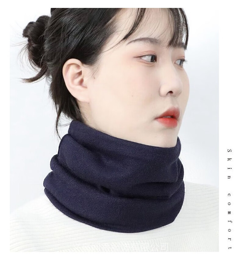 碧冰软糯亲肤保暖围脖针织仿羊绒护颈套头围脖中老年纯色百搭围巾批发