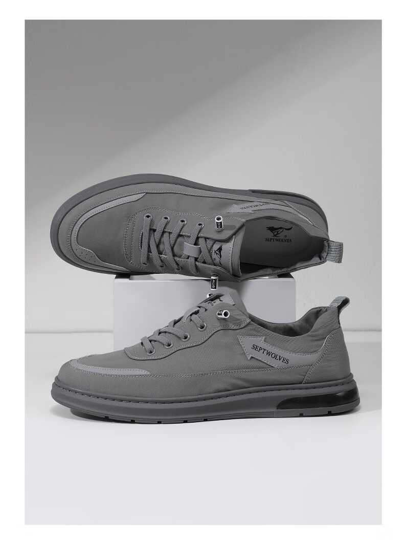 七匹狼帆布鞋男鞋子男士百搭时尚休闲板鞋夏季新品轻便透气潮鞋黑色41