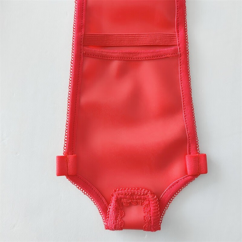 月经带卫生带老式生理裤胶皮女情趣丁字裤有插槽性感蕾丝边内裤红色约