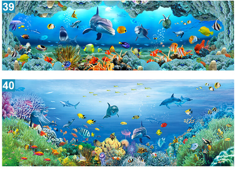 唯利多嘉宴新款海底世界墙纸自粘墙贴墙画防水婴儿游泳馆海豚海洋定制