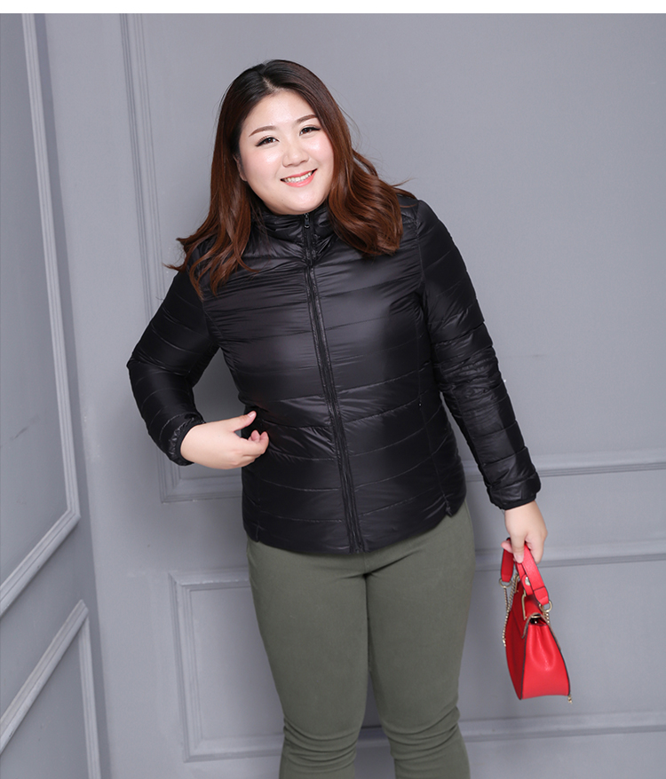 加肥加大小款羽绒服加大码女士大胖子女短款码特大200斤肥婆肥妞轻薄