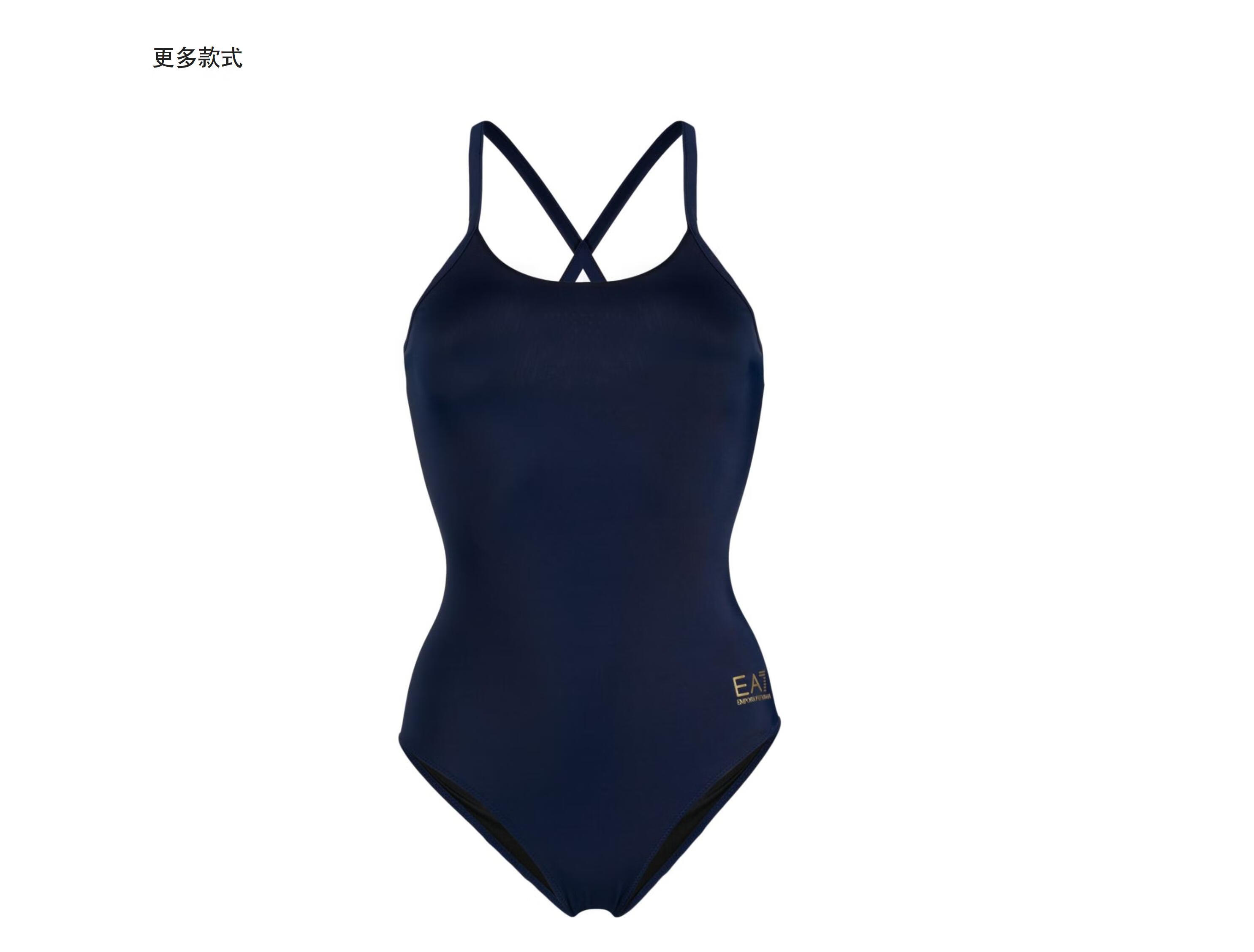 ea7 emporio armani 女士logo印花连体泳衣 蓝色 l