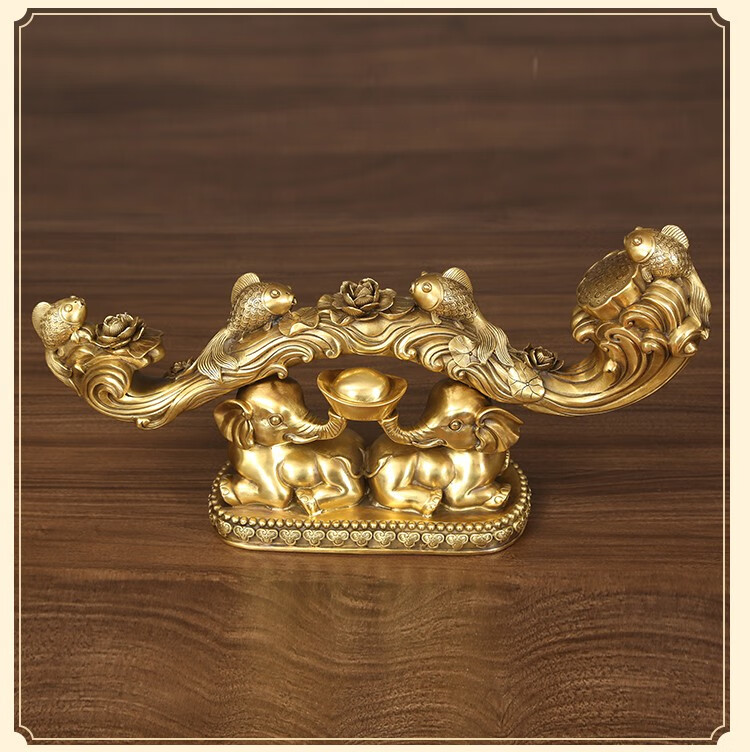 铜欣祥纯铜吉祥如意摆件客厅办公室家居工艺品开业礼品小号