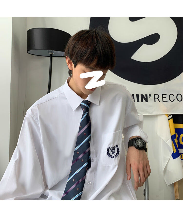 dk制服男学院风白衬衫男长袖韩版潮流宽松学生情侣长袖衬衣dk套装