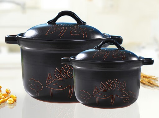 洁莱琳 景德镇珍宝陶瓷砂锅煲小熊直筒耐热瓷锅炖汤锅宝宝辅食煲 黑