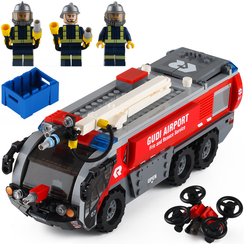 救援城市消防车系列儿童男孩子拼装积木玩具 水罐消防车343片【图片