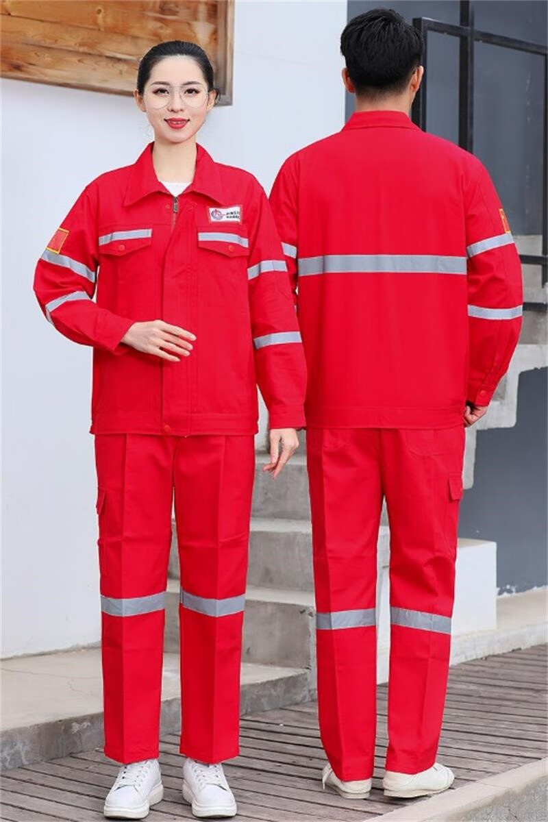 中海油棉劳保工作服秋冬红色中海油棉工作服套装电焊工防烫耐磨全棉