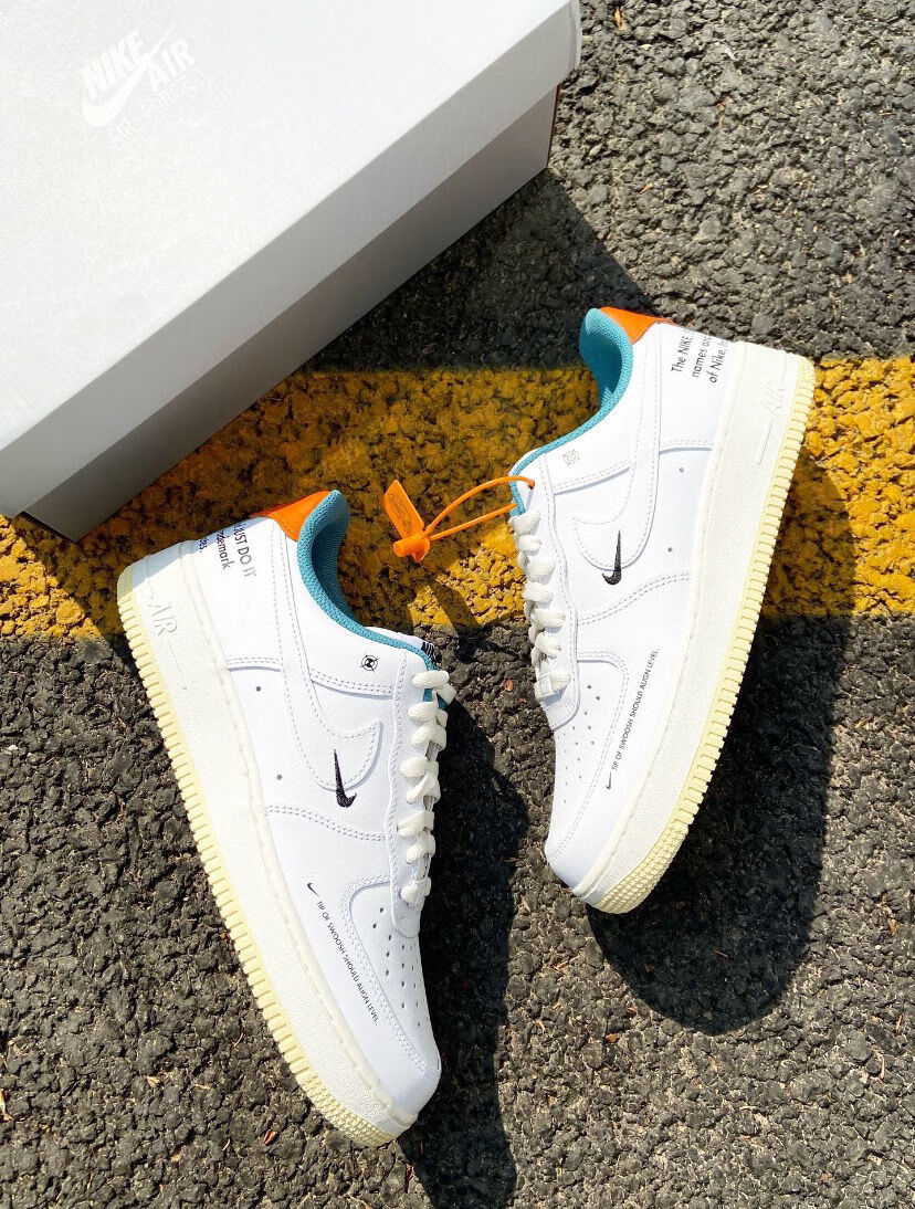 1空军一号af1low白绿橙双钩白黑金低帮休闲运动板鞋白绿橙标准码数36