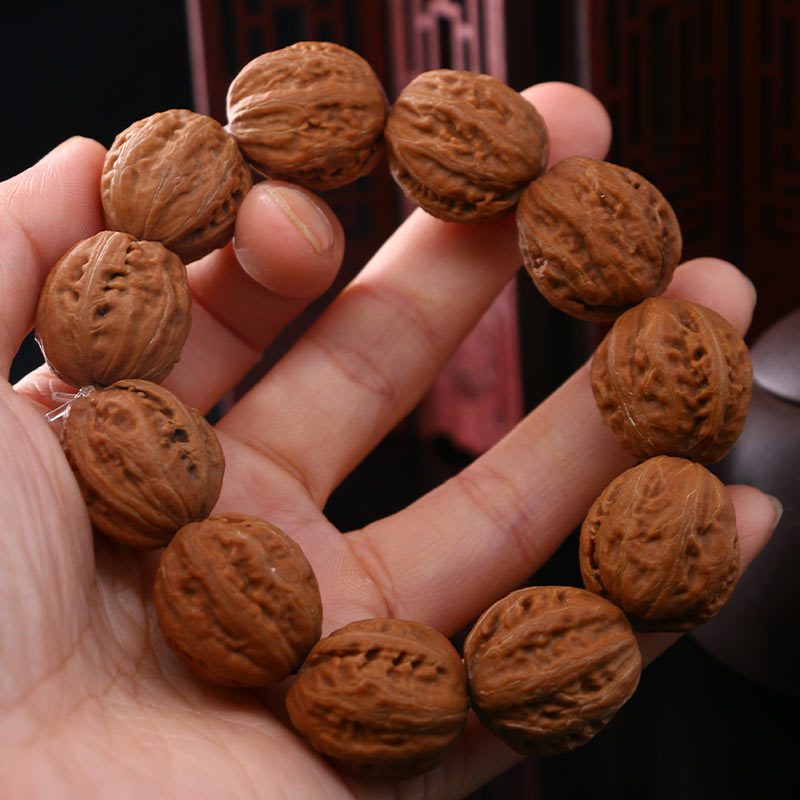 山中玉 文玩核桃手串 秋子手持核头佛珠念珠档位珠京八棱小核桃中秋礼