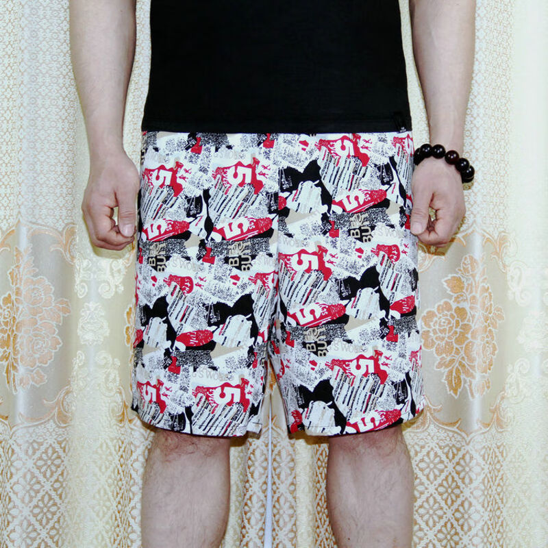 东北花裤衩夏季纯棉绸绵绸短裤人造棉睡裤家居裤沙滩裤五分裤大男抖音