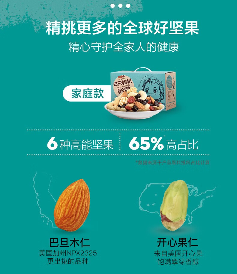 三只松鼠 每日坚果 750g/30袋 果仁果干6:3科学配比 图2