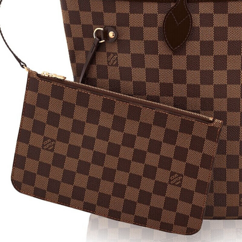 【二手99新】未使用 lv路易威登 女包 neverfull中号老花棋盘格单肩