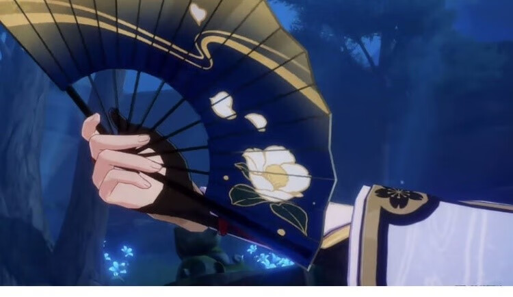 原神神里绫华扇子绢布cos动漫扇子折扇二次元原神周边折扇神孩子 8寸