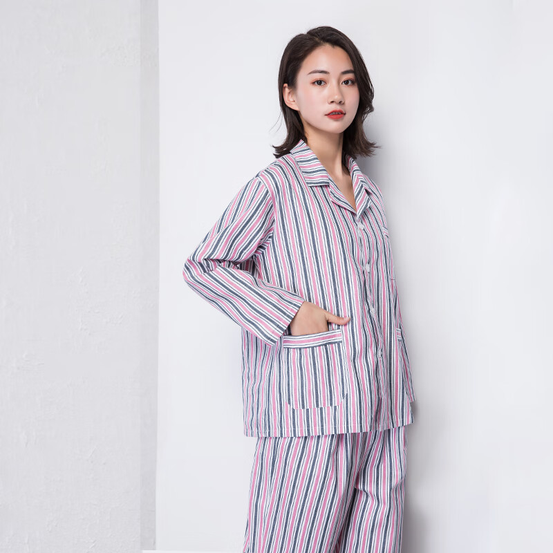 病号服春秋病员服女衬衫瘫痪骨科病人服患者服条纹护理住院服工装 蓝