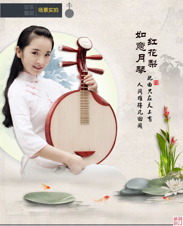优选好物专业演奏红花梨月琴牛骨头花乐队演奏京剧民乐月琴乐器配件