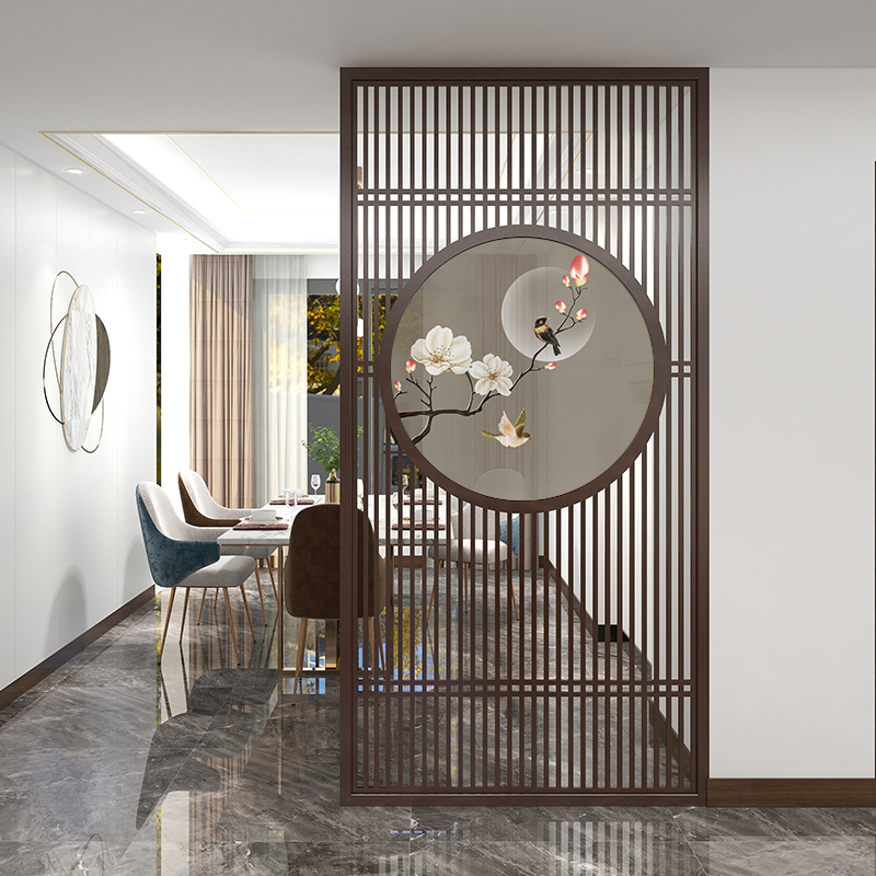 5折新中式屏风隔断墙客厅花格现代实木格栅移动遮挡玄关柜入户办公室