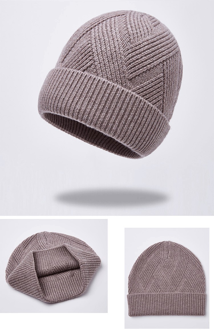 6060内蒙古羊绒帽子男冬季户外运动保暖休闲毛线加绒厚针织羊毛帽